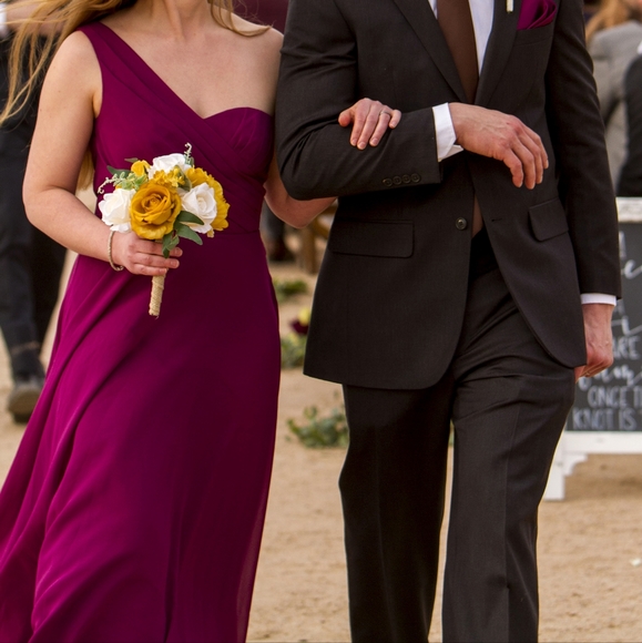 Davids Bridal Sangria Bridesmaids Dress - Picture 3 of 12